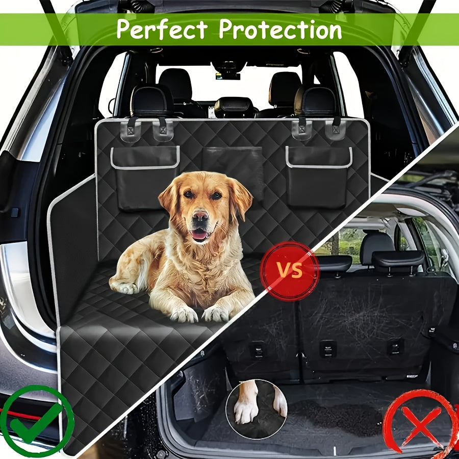 SUV Cargo Liner for Dogs, Pet Cargo Cover Dog Seat Mat for SUVs Sedans Vans with Bumper Flap Protector, Non-Slip, Large Size  Fit, Black