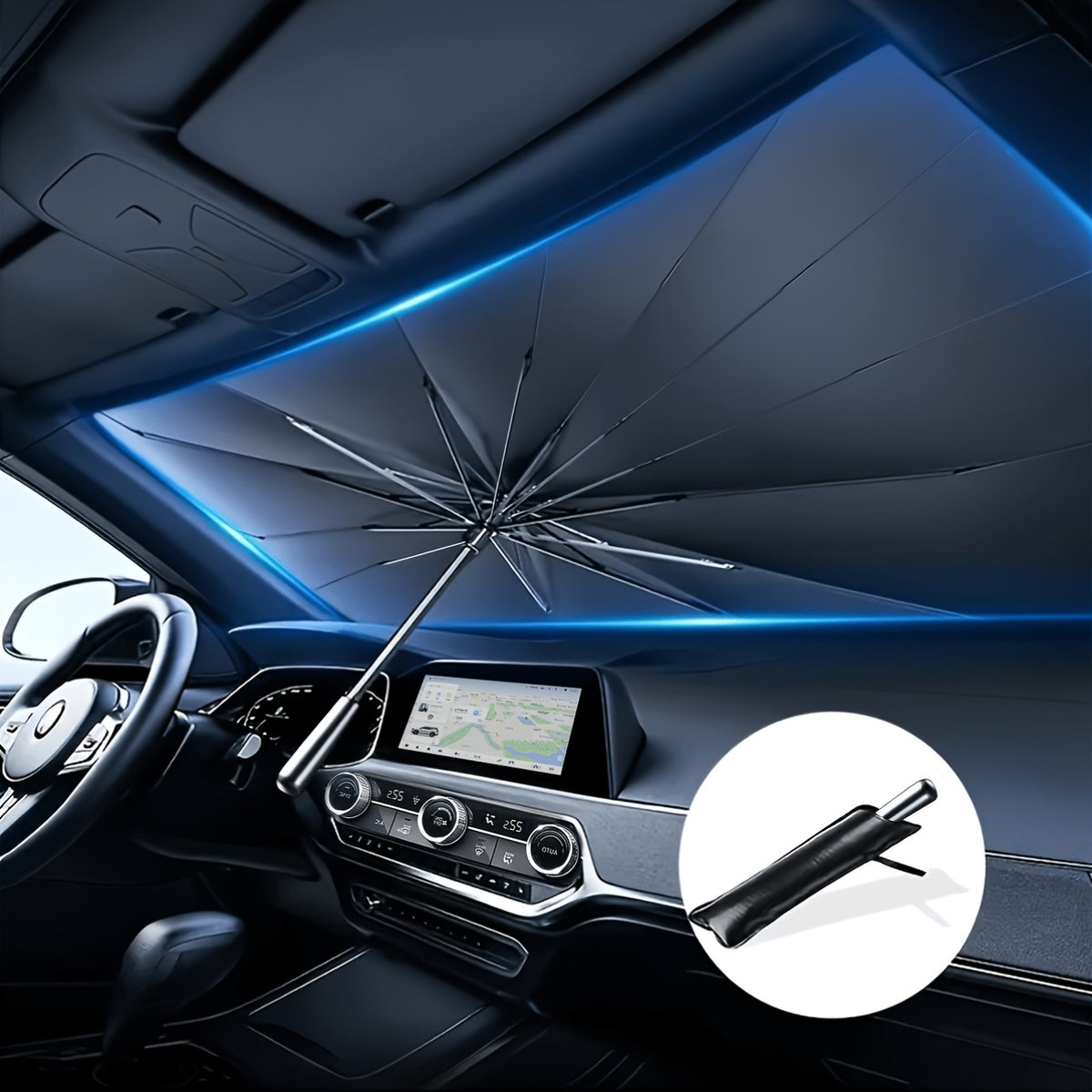 UV Protection Windshield Sun Shade - Vehicle Front Windshield Visor with Seamless Opaque Insulation for Wide Range of Vehicle Models