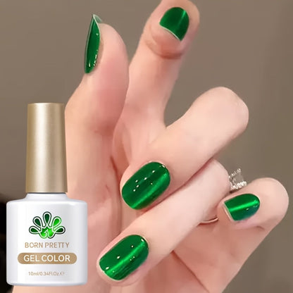 Cat Eye Gel Nail Polish Imperial Green — Magnetic Shimmer Effect Soak Off LED UV Long Lasting 30 Days | BORN PRETTY MY269 Deep Jewel Tone Green Nail Art | DIY Home Salon Manicure 10ml
