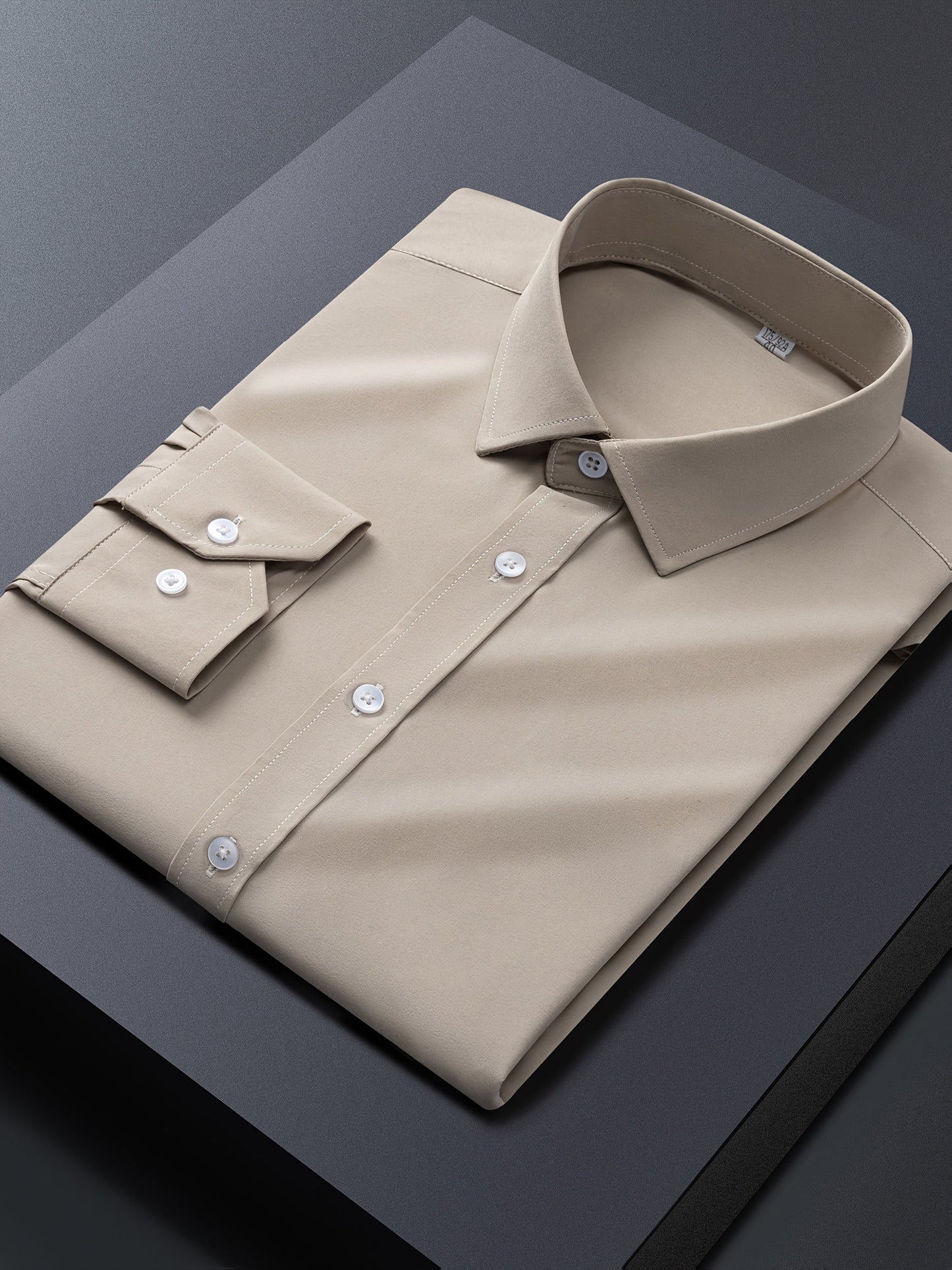 Men's Solid Long Sleeve Dress Shirt - Stretch 2