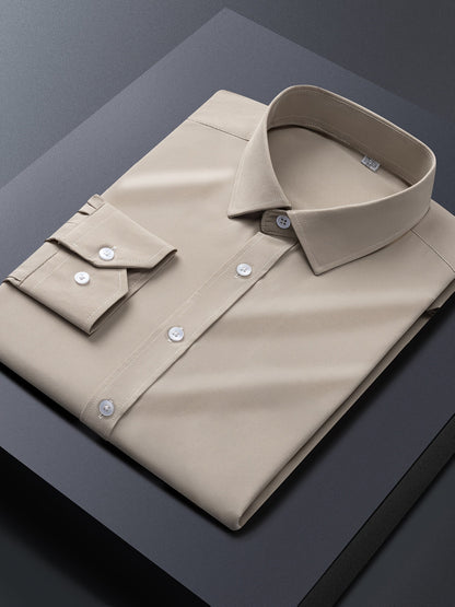Men's Solid Long Sleeve Dress Shirt - Stretch 2