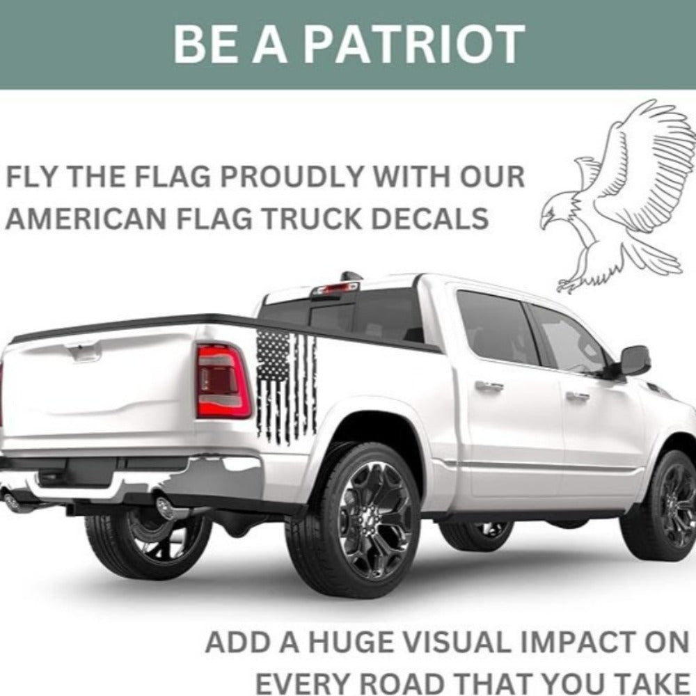American Flag Vinyl Decal Stickers - We The People 1776 Patriot 250th Anniversary Truck Tailgate Decal, Car Window Bumper Sticker, Home Wall Decor, 2 Pack (Black, Red, White)