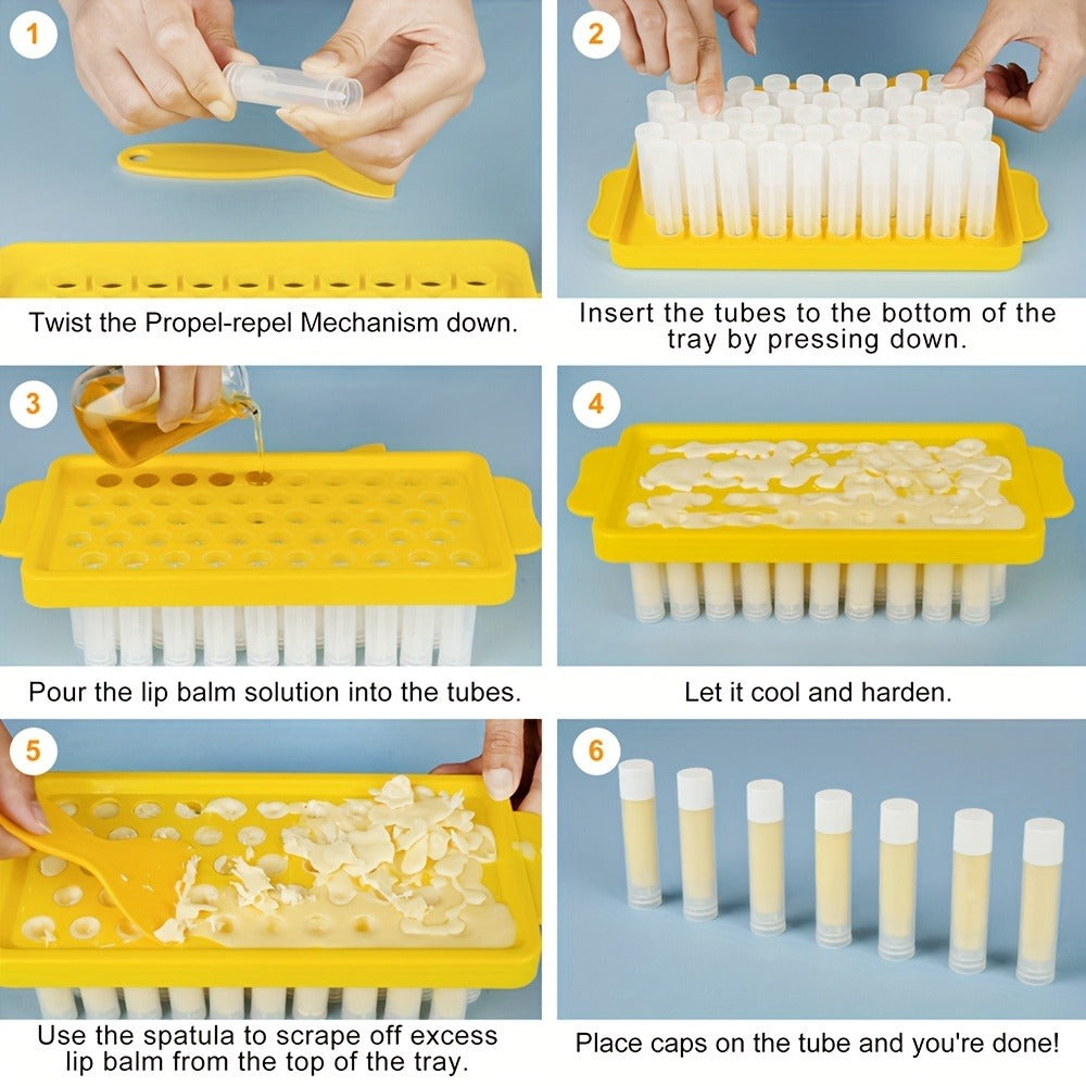Empty Lip Balm Tubes 50 Pack with Filling Tray & Spatula – 5.5ml Clear BPA Free DIY Lip Balm Making Kit, Food Grade Leak Proof Containers for Homemade Lip Balm, Lipstick & Cosmetics Crafting
