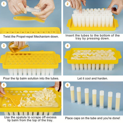 Empty Lip Balm Tubes 50 Pack with Filling Tray & Spatula – 5.5ml Clear BPA Free DIY Lip Balm Making Kit, Food Grade Leak Proof Containers for Homemade Lip Balm, Lipstick & Cosmetics Crafting