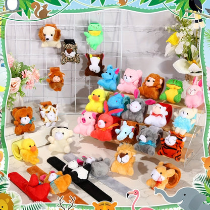 Stuffed Animal Slap Bracelets Bulk for Kids – Cute Plush Assorted Animal Bracelets for Party Favors, Classroom Prizes, Goodie Bag Fillers, Carnival Toys, Holiday Gifts (6/10/15/30 Pack)