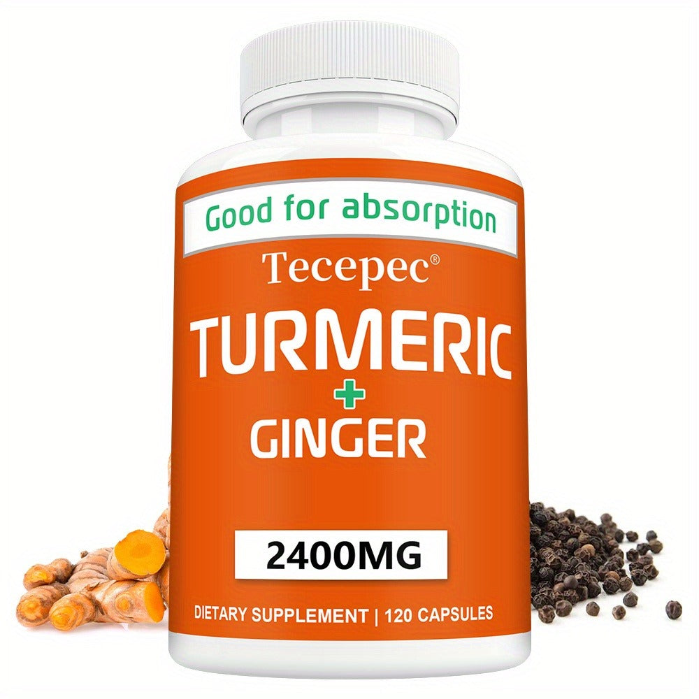 Turmeric Ginger Capsules 2400mg with Black Pepper Extract for Immune Support, Joint Relief & Healthy Energy – 120 Capsules Daily Supplement