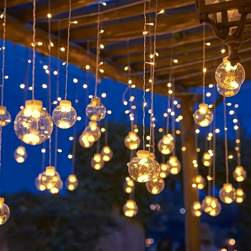 118.11" Wishing Ball String Lights with Remote Control, 2025 New Model, 8 Lighting Modes, 108 Leds, 12 Wishing Balls, Wall-Mounted, Plastic, for Home Gatherings, Party, Indoor Holiday Decorations, Car Additions, Room Decor, Mother'S Day Gifts