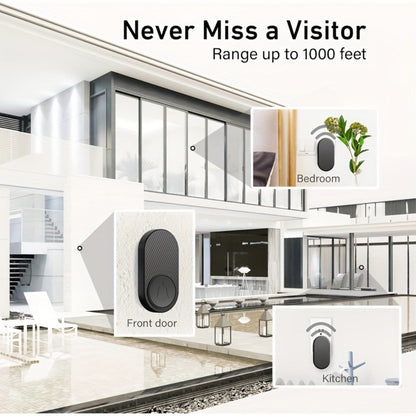 Wireless Doorbell Battery Powered – 33 Melodies, 4 Volume Levels, 1000-Foot Range, Durable Plug-In Receiver, Easy Install, for Home, Apartment, Office & Commercial Use (Enhanced Edition)