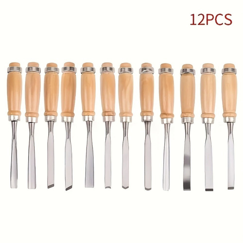 Wood Carving Chisel Set 12 & 24-Piece – Professional Beech Wood Handle Woodworking Chisels, Detail Carving Hand Tools for Beginners & Experts, Ideal Woodworker Gift