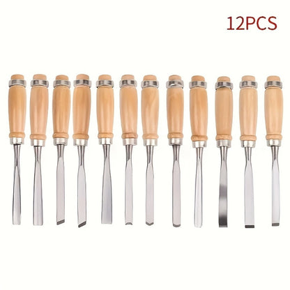 Wood Carving Chisel Set 12 & 24-Piece – Professional Beech Wood Handle Woodworking Chisels, Detail Carving Hand Tools for Beginners & Experts, Ideal Woodworker Gift