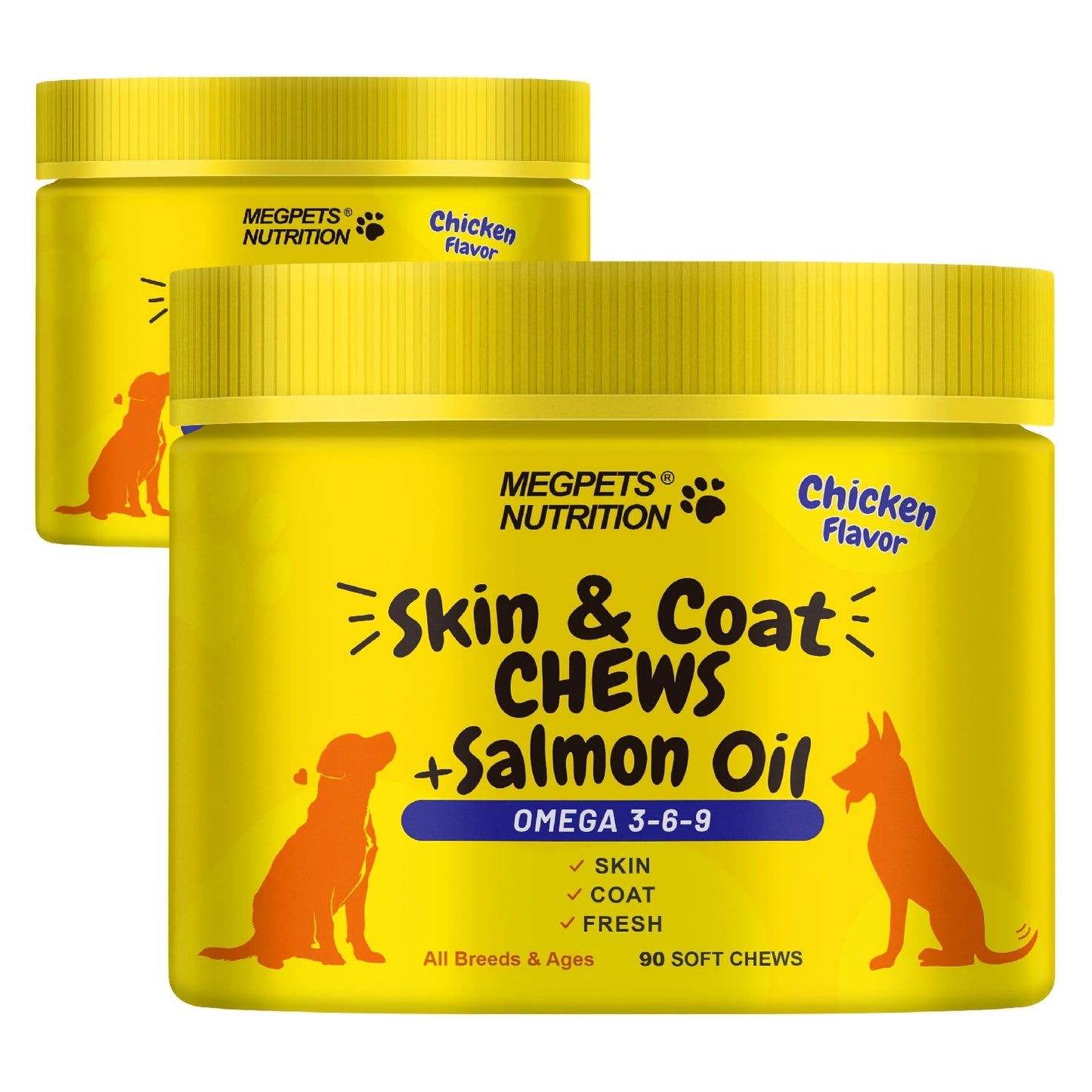 Omega 3 Dog Chews 90ct – 90-Day Supply Skin, Coat & Ear Care Supplement with Probiotics for Itchy Relief, All Ages – 1 Bottle Trial or 2 Bottle Value Pack