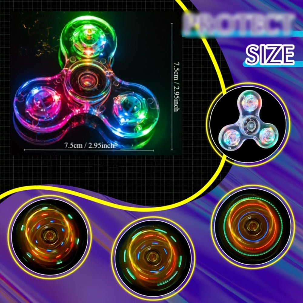 LED Spinning Top Fidget Toy 12 Pack Glow in the Dark Crystal Gyroscope with Vibrant Lights 4-Gear Colorful Spin Top for Kids Boys Girls Party Favors Birthday Christmas Gift