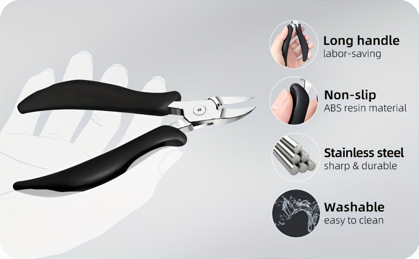 Thick Toenail Clipper Set for Seniors & Diabetics — Wide Jaw Ingrown Toenail Clipper, Heavy Duty Angled Nail Clipper & Nail File Kit for Men and Women, Professional Thick Nail Cutter Tool