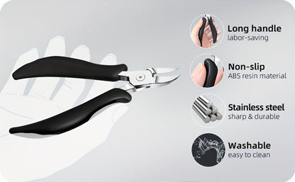 Thick Toenail Clipper Set for Seniors & Diabetics — Wide Jaw Ingrown Toenail Clipper, Heavy Duty Angled Nail Clipper & Nail File Kit for Men and Women, Professional Thick Nail Cutter Tool