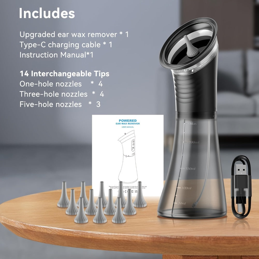 Electric Ear Cleaning System Professional Edition 3-Speed Hydraulic – Visual Waste Tank, Ear Dryer, USB Charging, Dry Dirty Storage, Safe Home Ear Wax Removal Kit Christmas Gift