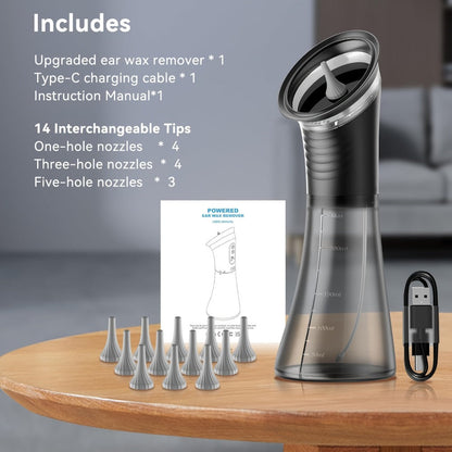 Electric Ear Cleaning System Professional Edition 3-Speed Hydraulic – Visual Waste Tank, Ear Dryer, USB Charging, Dry Dirty Storage, Safe Home Ear Wax Removal Kit Christmas Gift