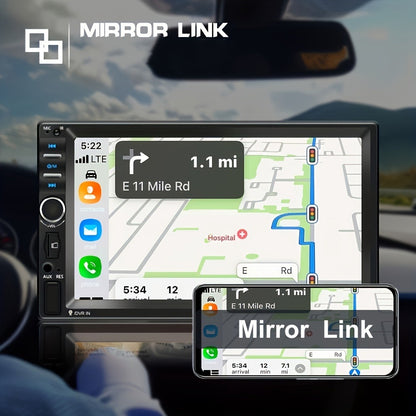 Double Din Car Stereo 7 Inch Touchscreen - CAMECHO MP5 Player with Wireless FM, Mirror Link, USB/SD/AUX, Backup Camera Input, Universal Fit Head Unit