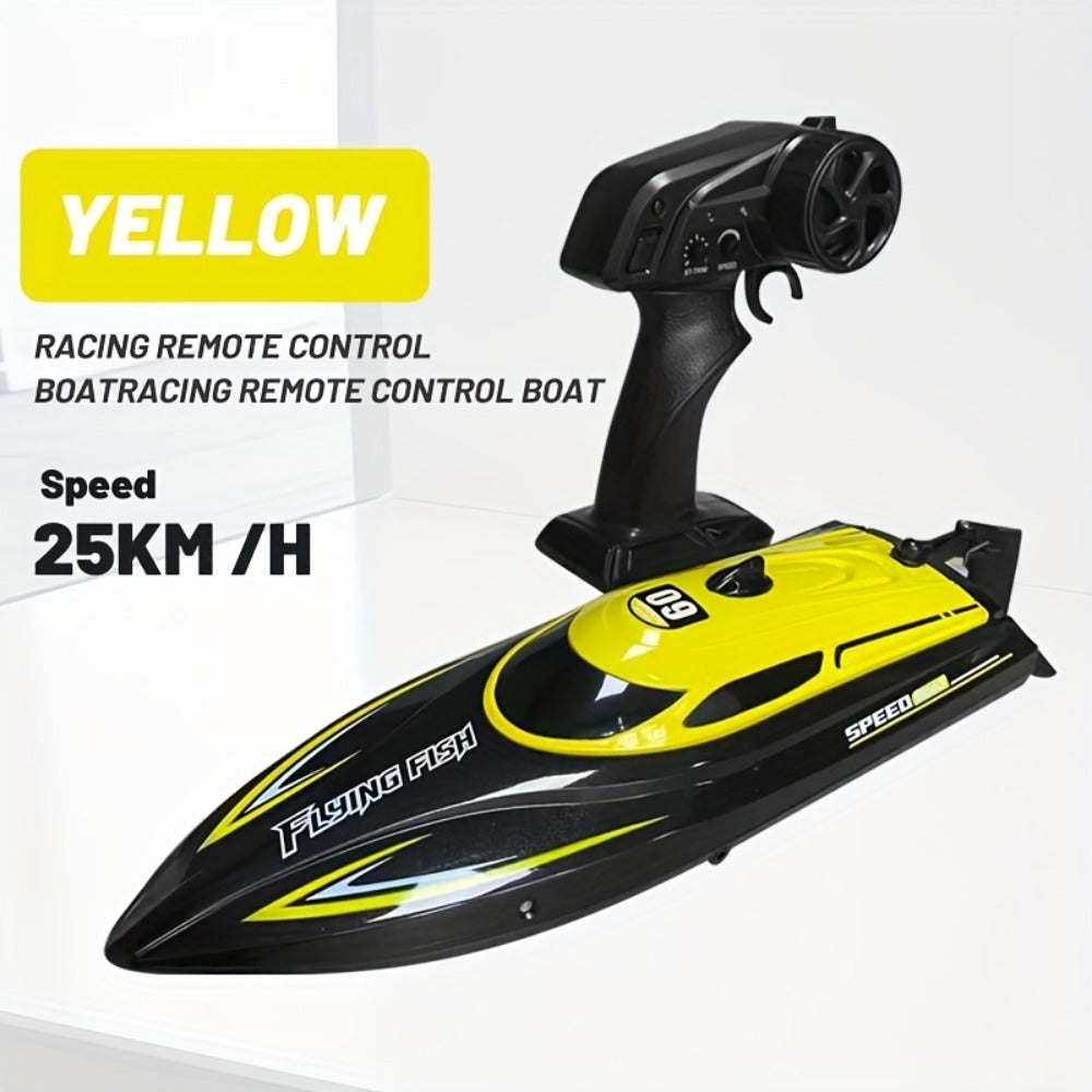 Remote Control Speedboat 25KM/H with Auto Flip Reset Night Light & Low Battery Alert – High Speed RC Boat for Pool Lake Kids Adults Birthday Christmas Gift Yellow Blue Green