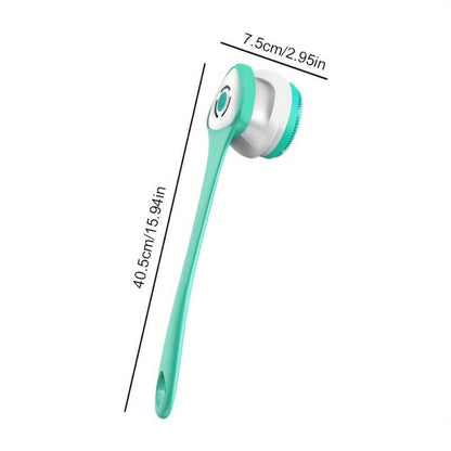 Electric Body Scrubber Brush 5-in-1 Rotating Shower Exfoliator with Long Handle - Soft Bristle Waterproof Bath Brush for Back Face & Full Body, Home Spa Skin Care Tool for Women & Men
