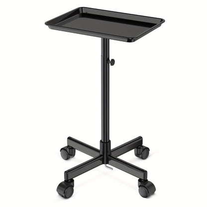 6-Color Premium Aluminum Salon Rolling Tray on Wheels — Adjustable Height Hairdresser Cart, Tattoo Tray, Spa Service Trolley for Nail Tech, Barber & Beauty Studio