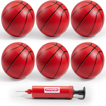 Kids Mini Basketballs Set of 6 – 5-Inch Rubber Basketballs with Hand Pump, Perfect for Mini Hoops, Pool Games & Party Favors | Ages 3+ | Easter Basket Fillers & Birthday Gift