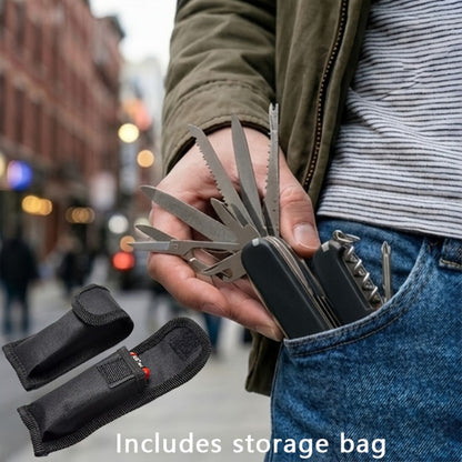 Multitool Pocket Knife 17-in-1 – Includes Screwdriver, Pliers, Scissors, Bottle Opener & More, Portable Multi-Tool for Camping, Hiking, Emergencies & Everyday Carry, Gift for Men