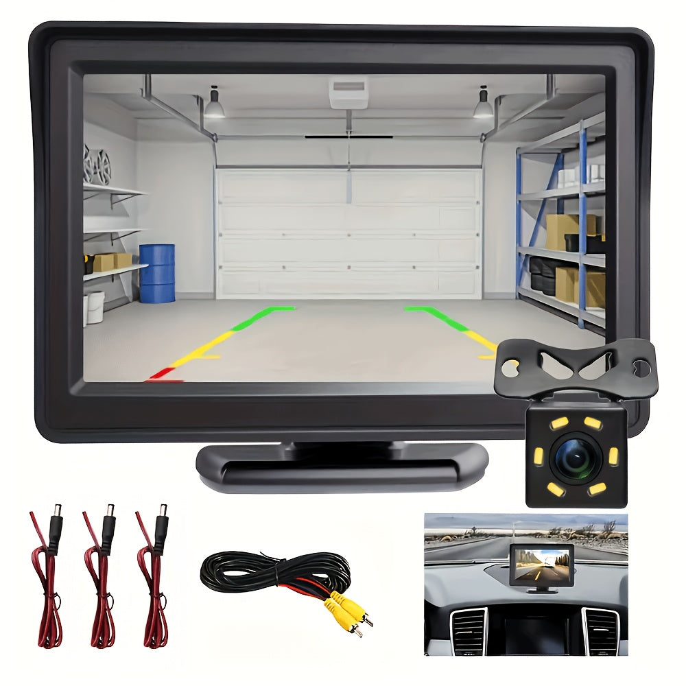 Car Rearview Mirror HD Parking System Night Vision 4.3 Inch Display 6 LED Light HD Reversing Rearview Mirror Kit with Wide Angle Lens for Safe Parking And Reverse Driving - Perfect for Cars, Pickups, SUVs, No Battery