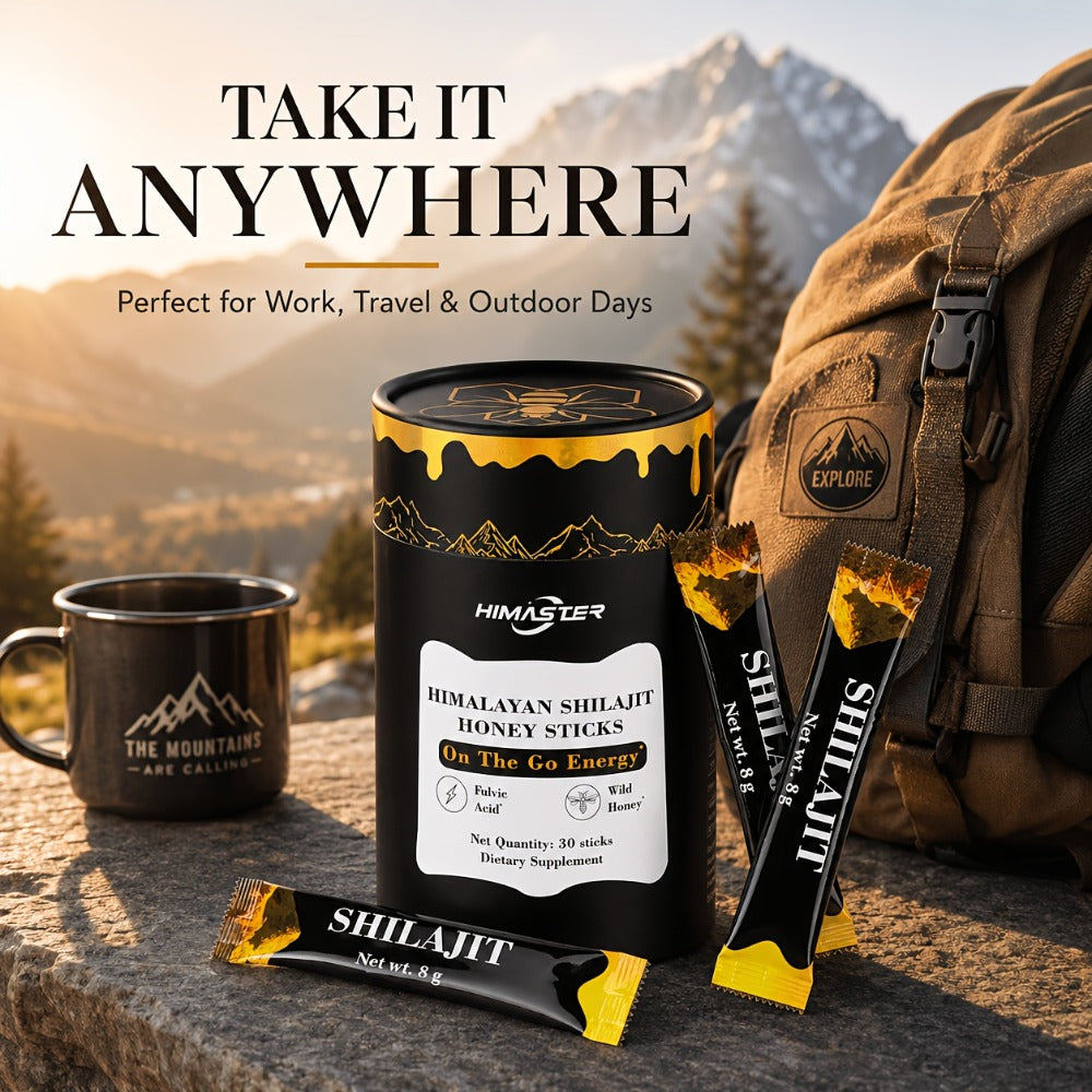 Shilajit Honey Sticks with Saffron, 85+ Trace Minerals & 75% Fulvic Acid – Natural Energy, Focus & Vitality Supplement for Women & Men, 30 Individually Wrapped Sticks