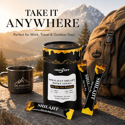 Shilajit Honey Sticks with Saffron, 85+ Trace Minerals & 75% Fulvic Acid – Natural Energy, Focus & Vitality Supplement for Women & Men, 30 Individually Wrapped Sticks
