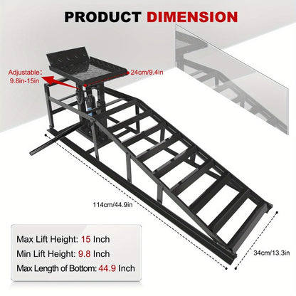 Hydraulic Vehicle Ramps 11,000 lb 5T Low Profile Heavy Duty Lift Service Ramps for Truck Trailer Garage – Adjustable Height, 1 Pack & 2 Pack, Red & Black