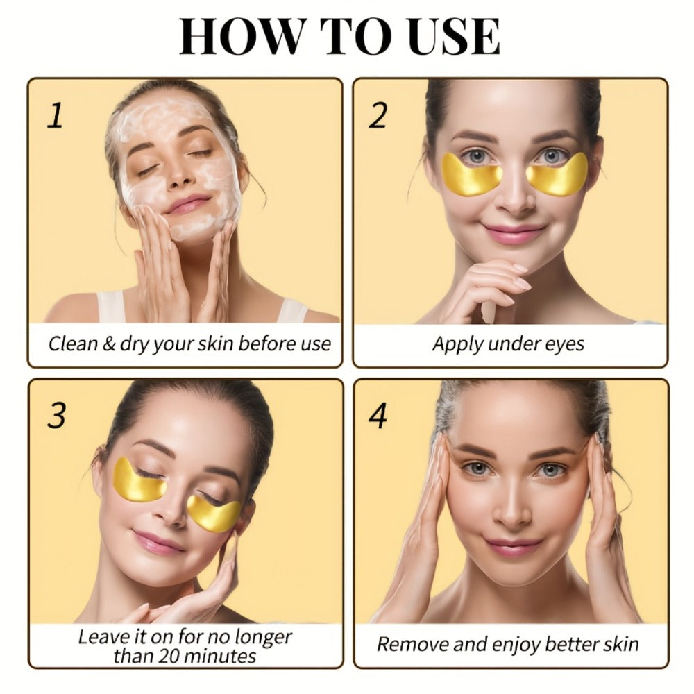 Under Eye Patches 24K Gold 24 Pairs - Collagen Hyaluronic Acid Eye Mask for Fine Lines, Wrinkles, Puffiness & Dark Circles, Korean Skincare Anti-Aging Eye Treatment for All Skin Types