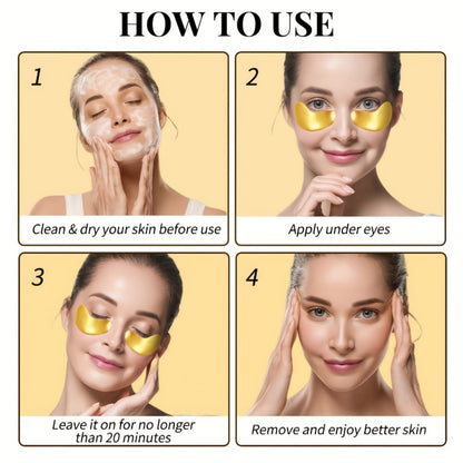 Under Eye Patches 24K Gold 24 Pairs - Collagen Hyaluronic Acid Eye Mask for Fine Lines, Wrinkles, Puffiness & Dark Circles, Korean Skincare Anti-Aging Eye Treatment for All Skin Types