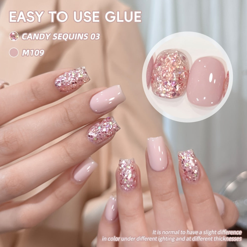 Holographic Glitter Gel Nail Polish Set 2pcs Magnetic Cat Eye UV LED - Sequin Candy Shimmer Long Lasting Chip Resistant Nail Art Kit for Salon & Home DIY Women 0.51oz Each Photo Frame Bottle