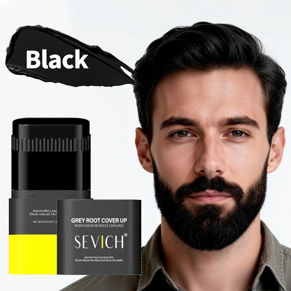 Beard Dye Pen 2-in-1 Waterproof Color Stick for Men — Sevich Instant Gray Coverage Washable Beard Hair Filler Pen with Brush Natural Finish for Mustache & Sideburns 3 Shades