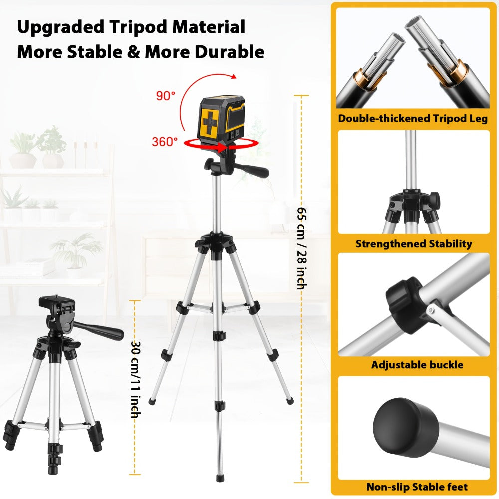 Green Laser Level Self-Leveling with Tripod – Horizontal & Vertical Cross Line Laser for Construction, Tiling, Home Renovation & Interior Decoration