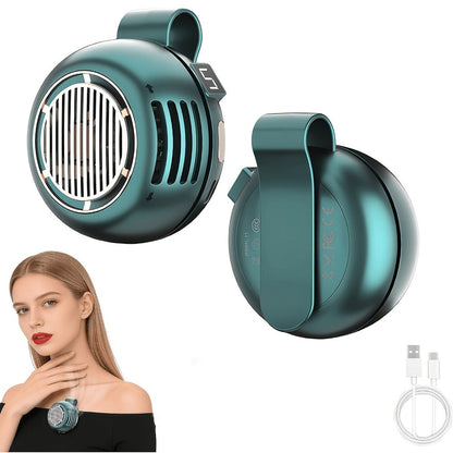 Clip-On Bladeless Neck Fan 360° Surround Wind | Rechargeable Hands-Free Mini Fan for Shirt & Waist, Portable Personal Cooling for Outdoor, Travel & Sports – Digital Display Option, Pink, Green & White, 1pc & 2pcs