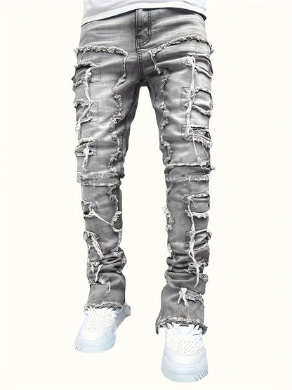 Men's Slim Fit Jeans - Classic Wash Distressed Travel 392485