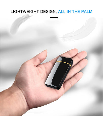 Electric Plasma Lighter USB Rechargeable – Windproof Dual Arc, LED Power Display, Touch Induction | Compact Metal Design for Outdoor Camping, Hiking & Survival | 2 Colors & 6 Styles