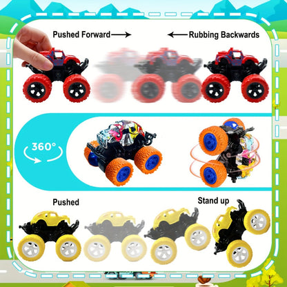 Mini Pull Back Truck Toys Bulk Pack 12pcs – Friction Powered Push & Go Stunt Car Trucks for Boys Girls Kids Teens – Birthday Party Favors Goodie Bag Fillers Vehicle Playset