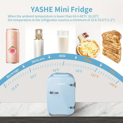 Mini Fridge 4 Liter 6 Cans - Thermoelectric Cooler and Warmer, 110V AC & 12V DC Portable Small Refrigerator for Bedroom, Office, Dorm, Car & Camping, Quiet 25dB Personal Mini Fridge 6 Colors