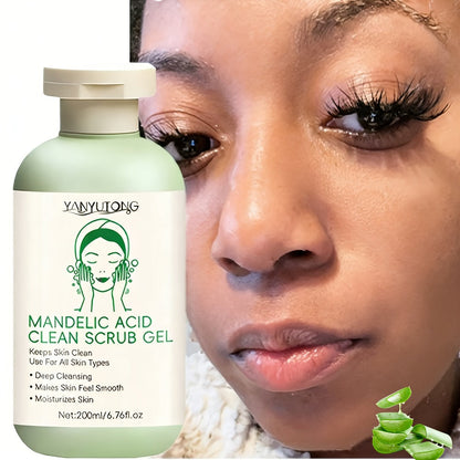 Aloe Vera Rose Exfoliating Gel with Mandelic Acid — Gentle Daily Face & Body Scrub for Deep Pore Cleansing, Hydration & Smooth Radiant Skin, All Skin Types, 200ml