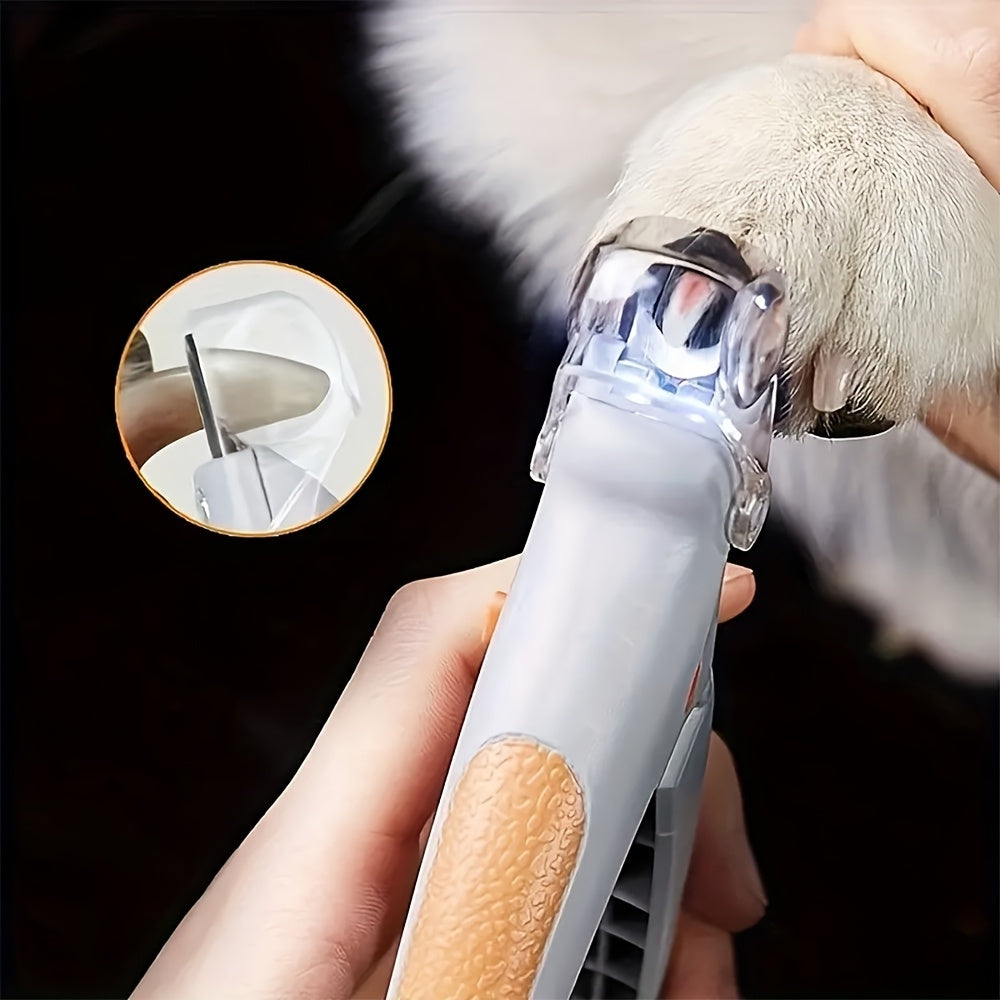 LED Pet Nail Clipper 2pcs with Light Ergonomic Non-Slip Handle Precise Cat Dog Nail Trimmer Safe Easy At-Home Grooming Tool Orange Gray