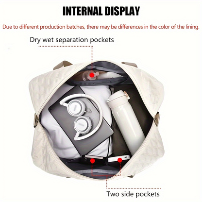 Sports Duffel Bag with Dry Wet Separation – Large Capacity Gym Travel Bag, Double-Sided Compartments, Shoulder & Crossbody Carry for Fitness, Travel & Outdoor Activities