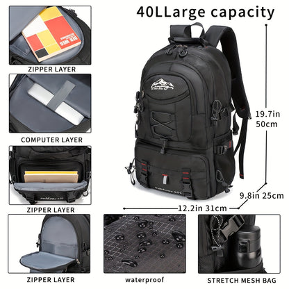 Hiking Backpack Large Capacity for Men & Women – Lightweight Durable Polyester Travel Pack with Adjustable Shoulder Straps, Ideal for Camping, Outdoors & Commuting