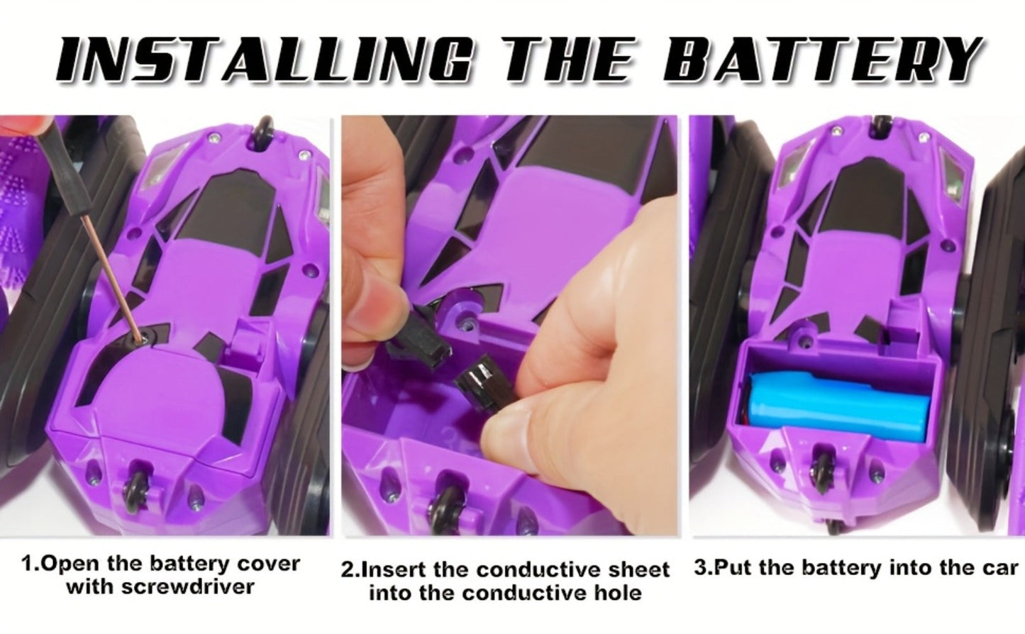 RC Stunt Car Double Sided 360 Degree Flip Remote Control Car with LED Headlights & 1400mAh Rechargeable Battery – 2.4GHz Rotating Drift Trick Car for Kids Ages 6+, Birthday Christmas Gift Boys Girls Blue Pink Orange