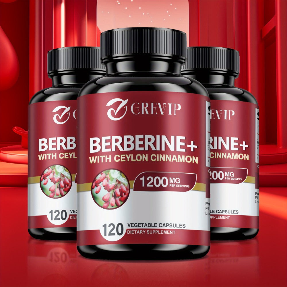 Berberine + Ceylon Cinnamon Supplement 120 Capsules – Support Healthy Cholesterol, Blood Sugar & Heart Health | Berberine HCl Dietary Supplement for Women & Men