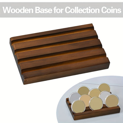 Challenge Coin Display Case 4-Row Solid Wood Rack Holder – Military Coin Stand for Home Office Wall Decor, Commemorative Coin Organizer, Meaningful Gift for Veterans Collectors