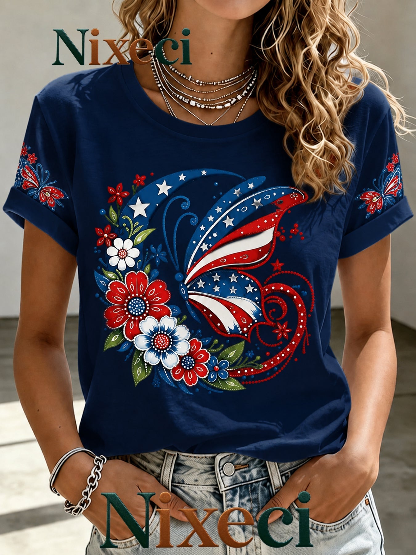 Men's Patriotic T-Shirt - Crew Neck Short Sleeve Travel Style