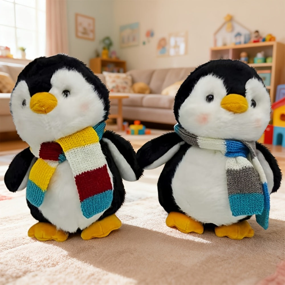 Penguin Stuffed Animal Plush Toy with Scarf – Cute Soft Penguin Plush Doll for Desktop Sofa Shelf Decor, Birthday Valentine's Day Thanksgiving Christmas Gift for Kids & Adults