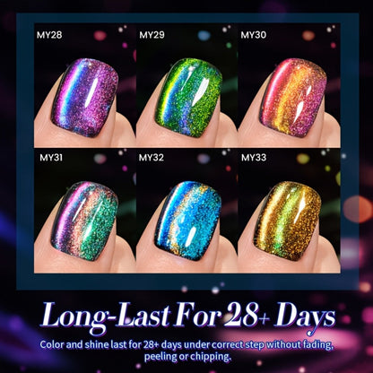 Cat Eye Gel Nail Polish Set 6 Colors 9D Magnetic Polaris Glass Water Light Effect - Semi-Permanent Soak Off LED UV Gel 0.34oz Each - Long Lasting Shimmer Nail Art for Women Salon Home DIY
